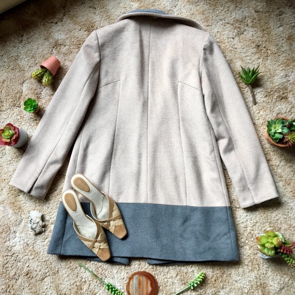 {Ellen Tracy} Wool Angora Blend Grey & Tan Coat 12 - Picture 5 of 8